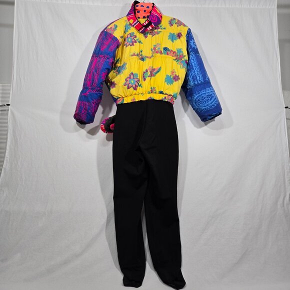 Y2K Vintage OBERMEYER "Shazzam" One-Piece Snowsuit LADIES 6. GLOVES & HEADBAND. - Picture 3 of 17